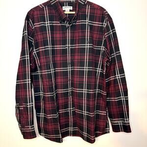 Orvis Classic Collection Long Sleeve Maroon Button Up Plaid Shirt XL Heritage